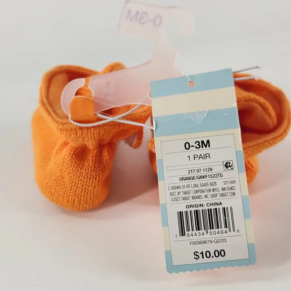 Cat & Jack Pumpkin Booties Baby Size 3-6 Months Halloween